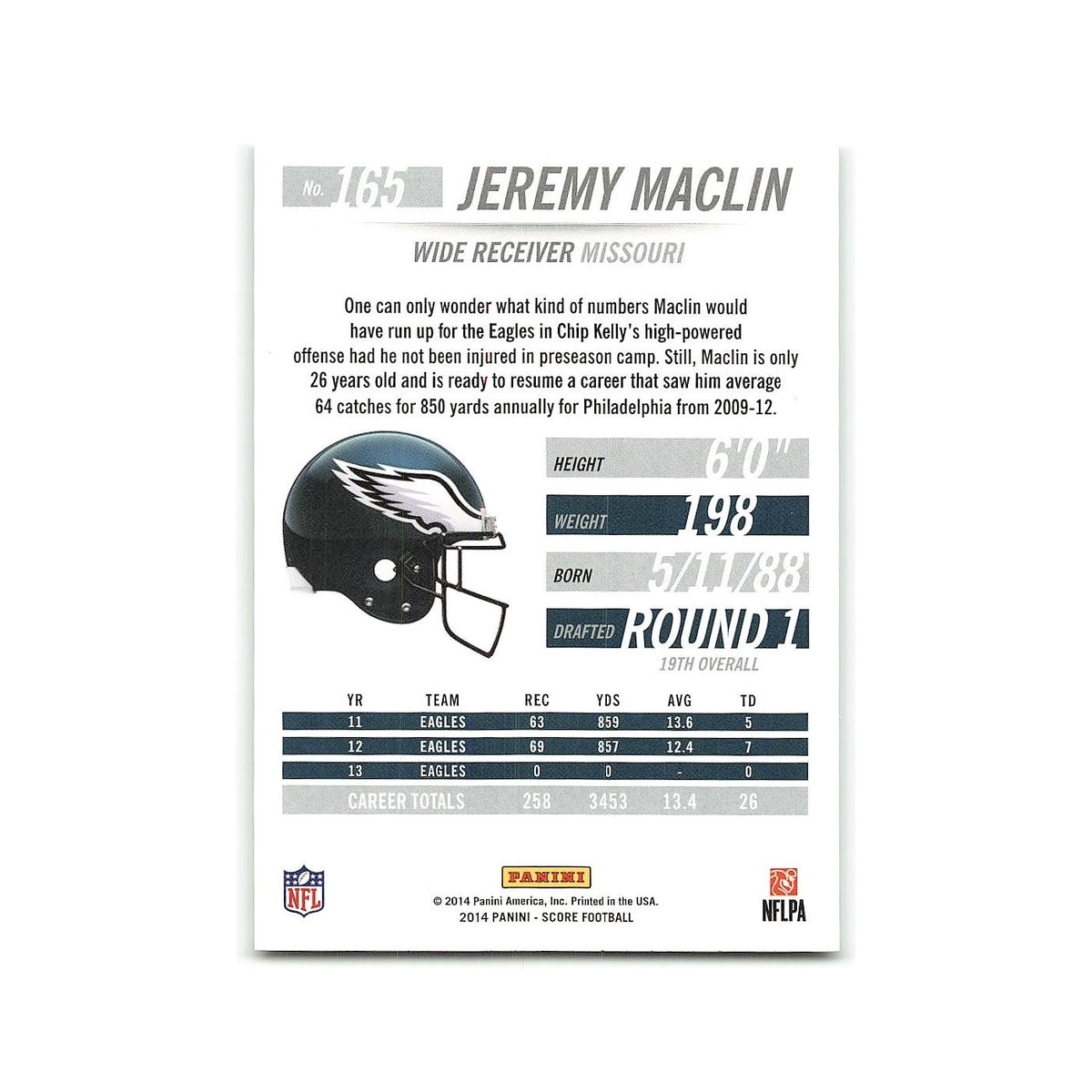 Jeremy Maclin 2014 Score #165 Philadelphia Eagles Football Card NM