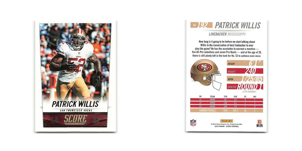 Patrick Willis 2014 Score #192 San Francisco 49ers Football Card NM