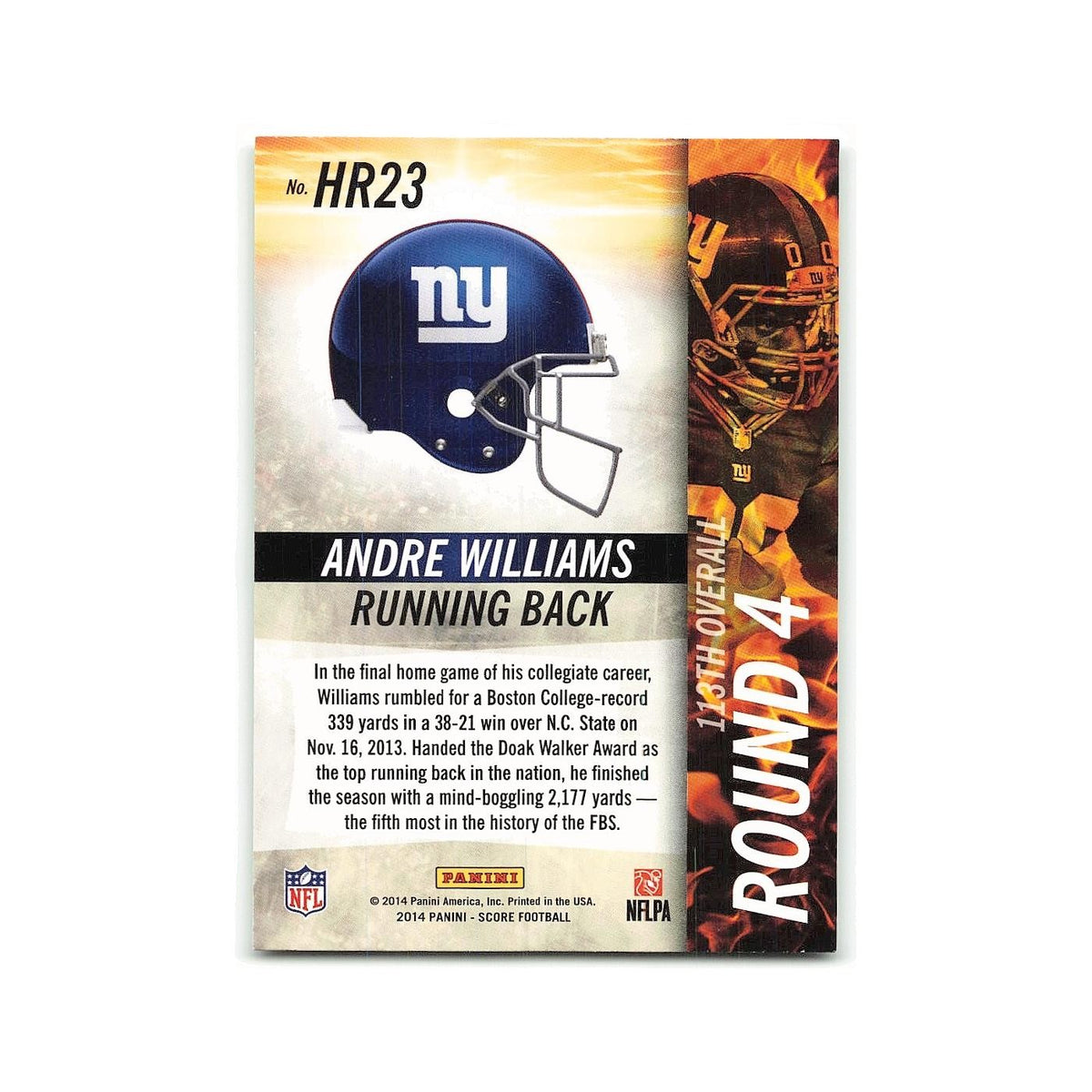 Andre Williams Rookie 2014 Score Hot Rookies #HR23 New York Giants NM