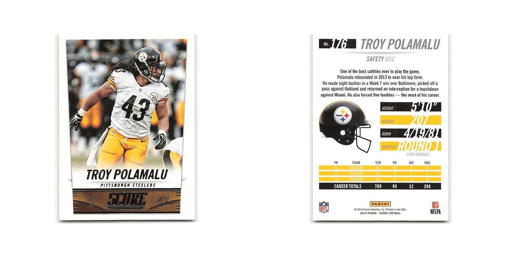 Troy Polamalu 2014 Score #176 Pittsburgh Steelers Football Card NM