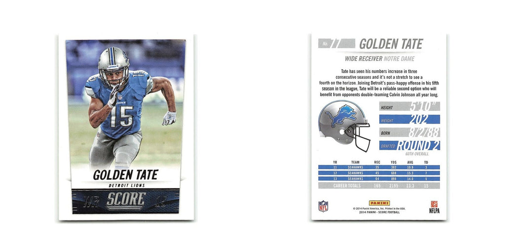 Golden Tate 2014 Score #77 Detroit Lions Football Card NM