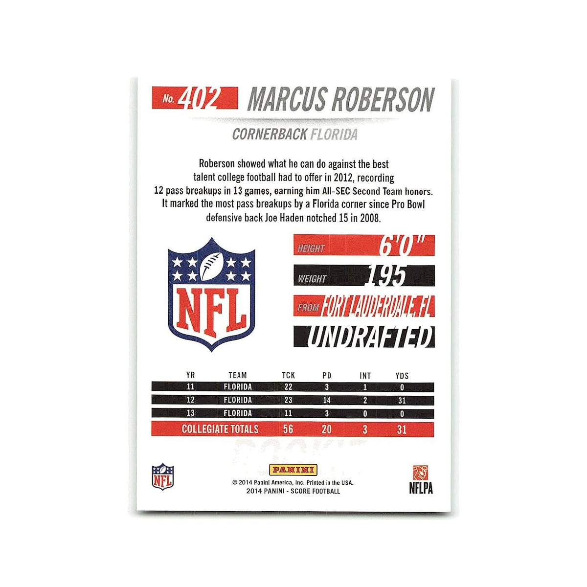 Marcus Roberson Rookie 2014 Score #402 St. Louis Rams Football Card NM
