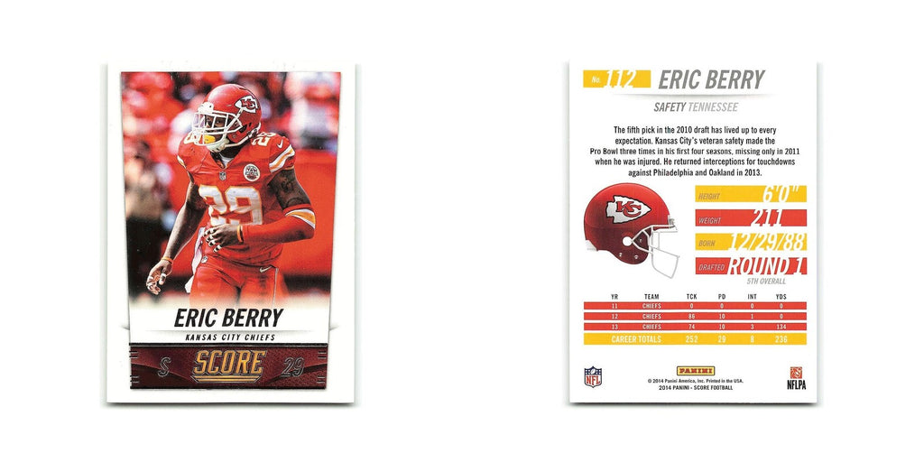 Eric Berry 2014 Score #112 Kansas City Chiefs Football Card NM