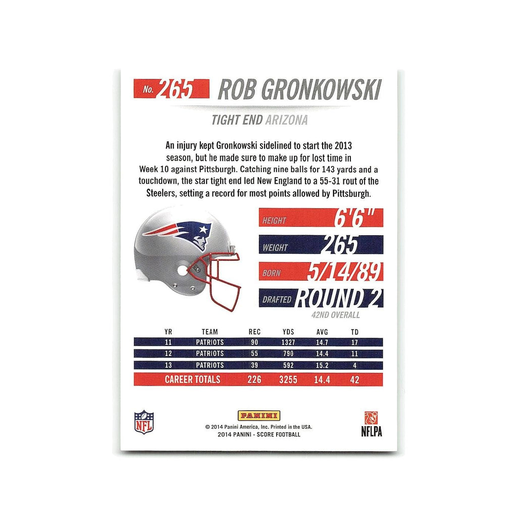 Rob Gronkowski 2014 Score #265 New England Patriots Football Card NM