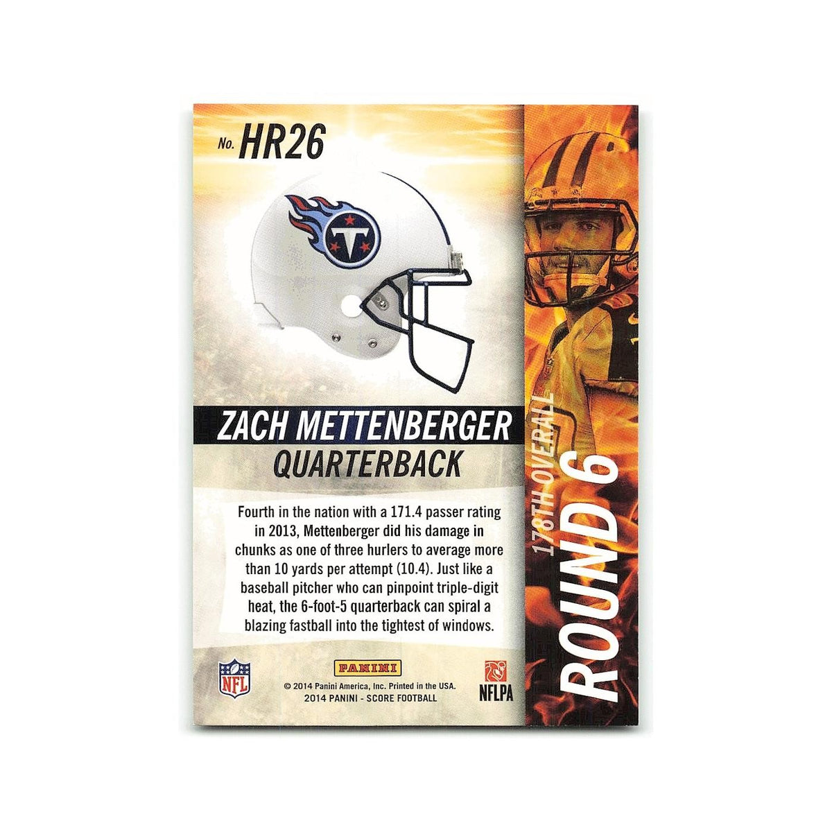 Zach Mettenberger Rookie 2014 Score Hot Rookies #HR26 Tennessee Titans NM