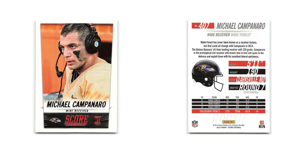 Michael Campanaro Rookie 2014 Score #407 Baltimore Ravens Football Card NM