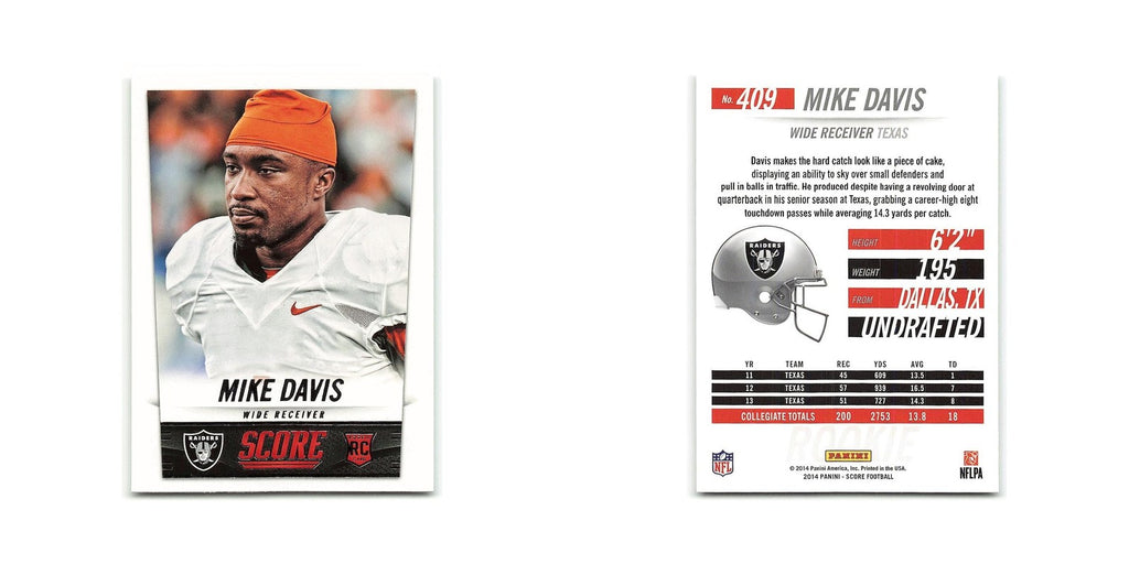 Mike Davis Rookie 2014 Score #409 Oakland Raiders Football Card NM