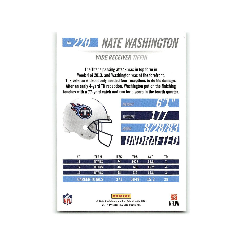 Nate Washington 2014 Score #220 Tennessee Titans Football Card NM