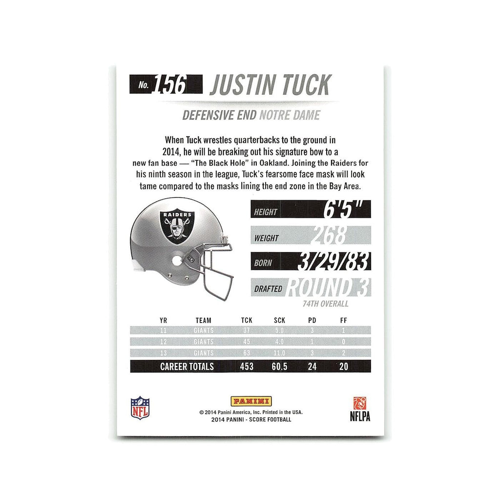 Justin Tuck 2014 Score #156 Oakland Raiders Football Card NM