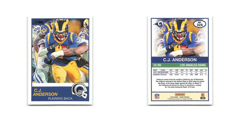 C.J. Anderson 2019 Score #324 Los Angeles Rams Football Card NM