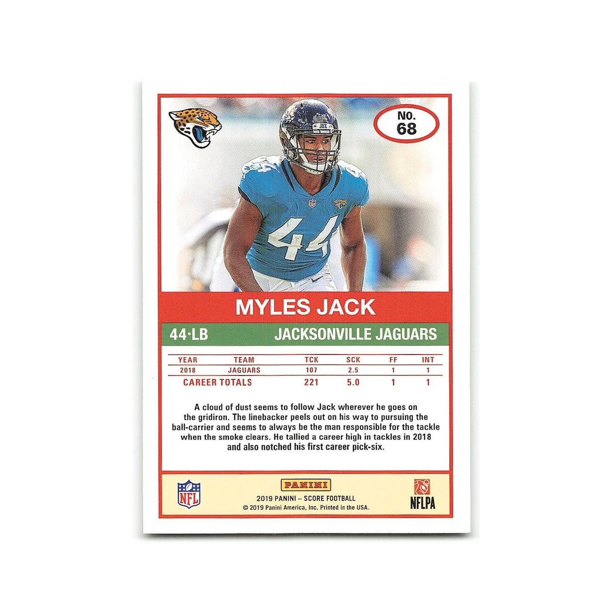 Myles Jack 2019 Score #68 Jacksonville Jaguars Football Card NM