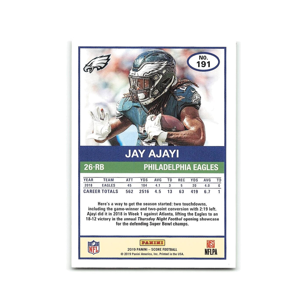 Jay Ajayi 2019 Score #191 Philadelphia Eagles Football Card NM