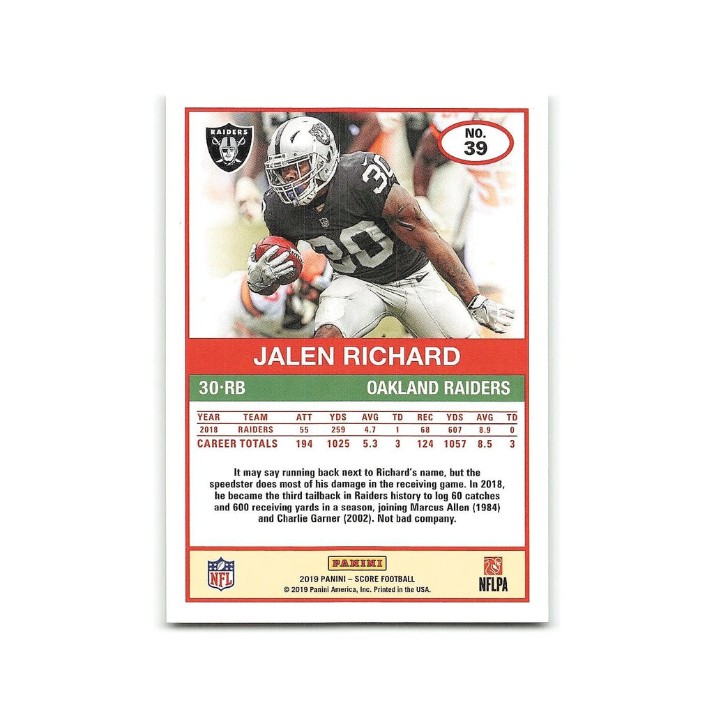 Jalen Richard 2019 Score #39 Oakland Raiders Football Card NM