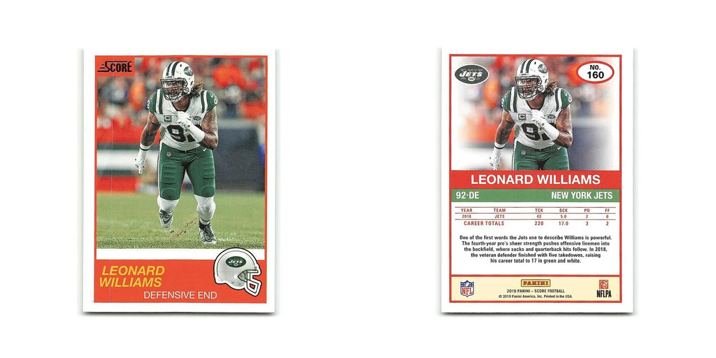 Leonard Williams 2019 Score #160 New York Jets Football Card NM