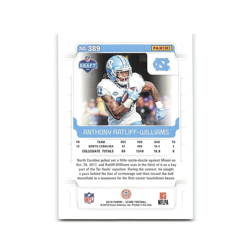 Anthony Ratliff-Williams Rookie 2019 Score #389 North Carolina Tar Heels NM