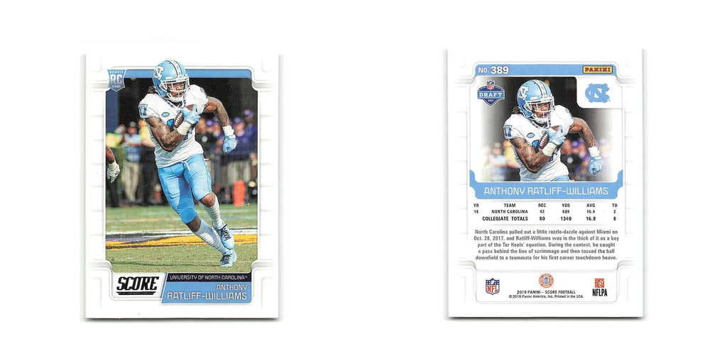 Anthony Ratliff-Williams Rookie 2019 Score #389 North Carolina Tar Heels NM