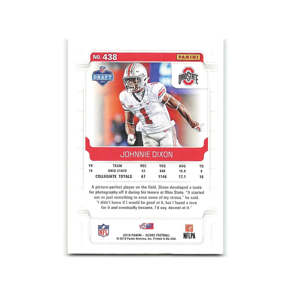 Johnnie Dixon Rookie 2019 Score #438 Ohio State Buckeyes Football Card NM
