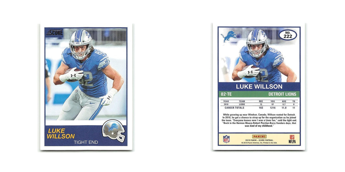 Luke Willson 2019 Score #222 Detroit Lions Football Card NM