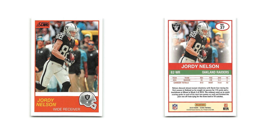 Jordy Nelson 2019 Score #37 Oakland Raiders Football Card NM
