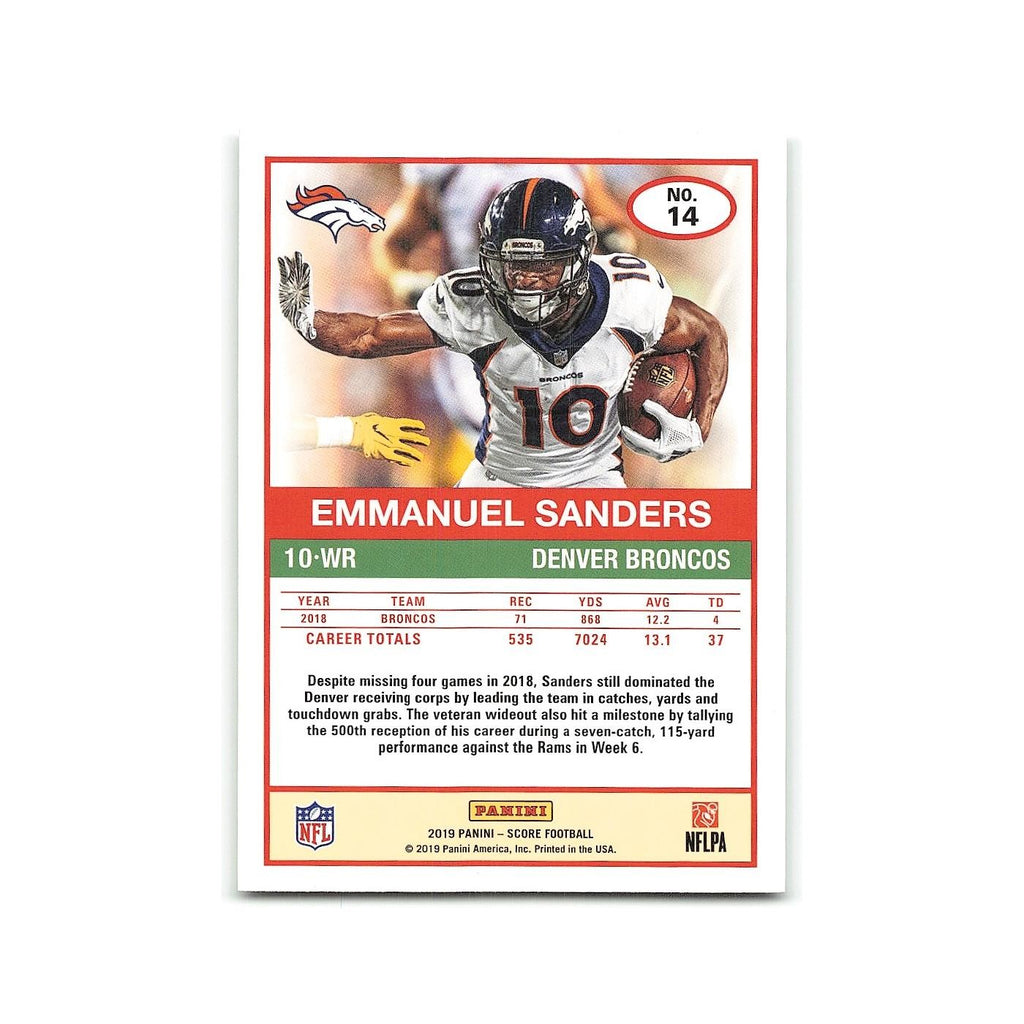 Emmanuel Sanders 2019 Score #14 Denver Broncos Football Card NM