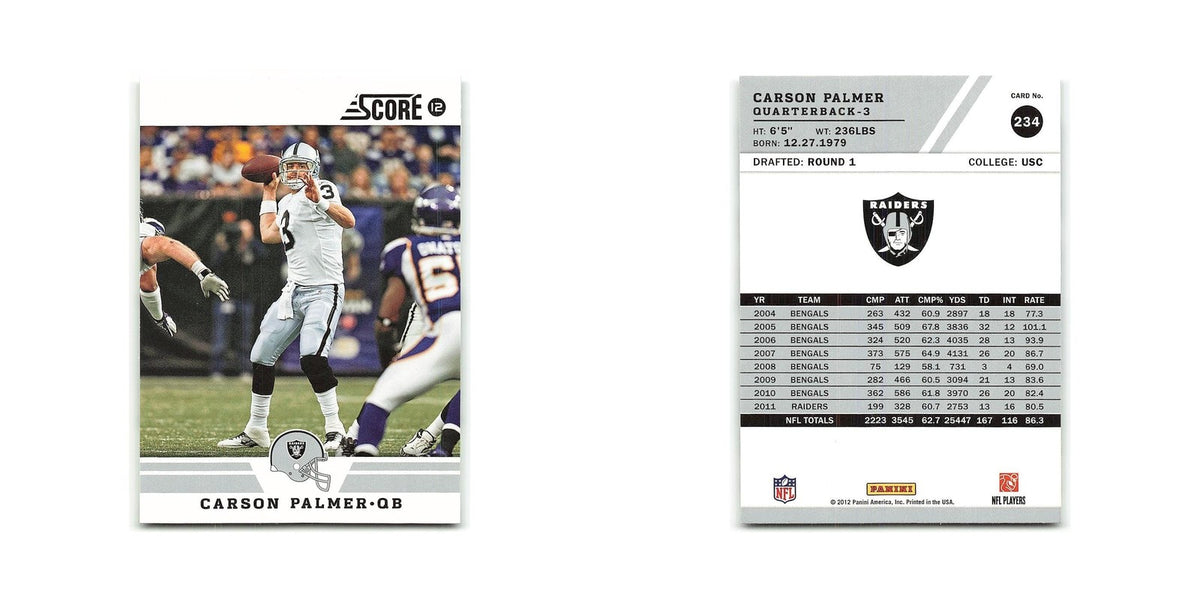 Carson Palmer 2012 Score #234 Oakland Raiders Football Card NM