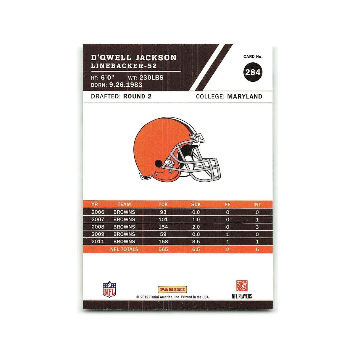 D'Qwell Jackson 2012 Score #284 Cleveland Browns Football Card NM