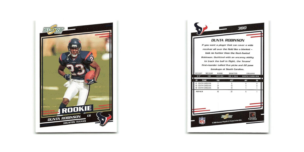 Dunta Robinson Rookie 2004 Score #380 Houston Texans Football Card NM