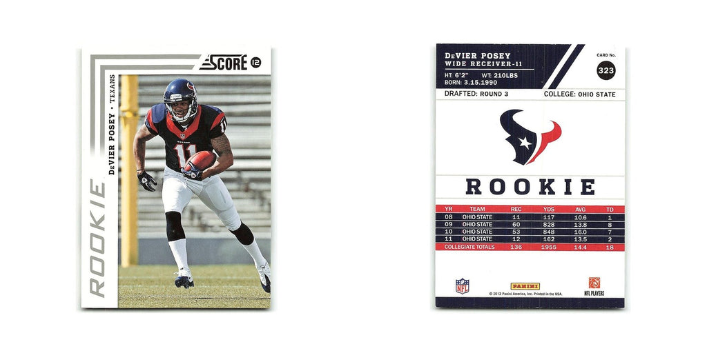 DeVier Posey Rookie 2012 Score #323 Houston Texans Football Card NM