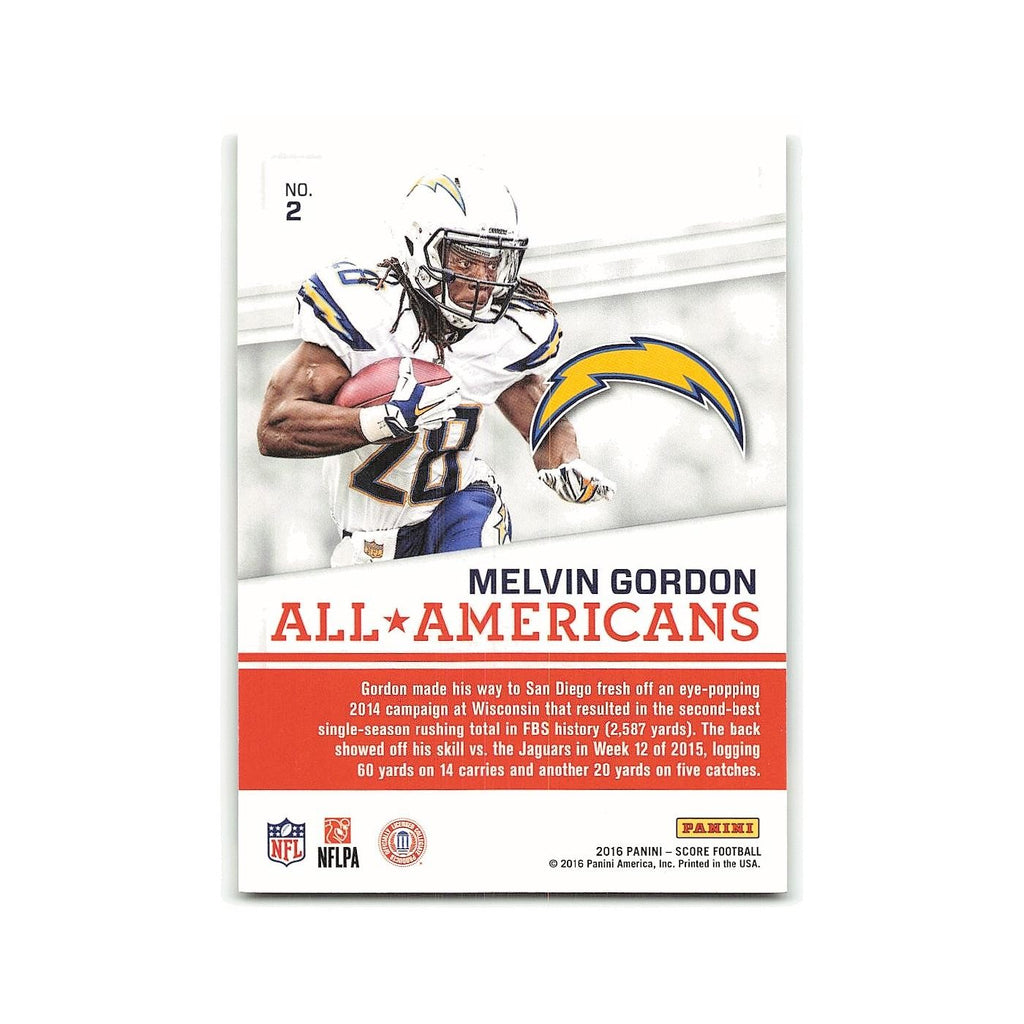 Melvin Gordon 2016 Score All-Americans Red #2 San Diego Chargers NM
