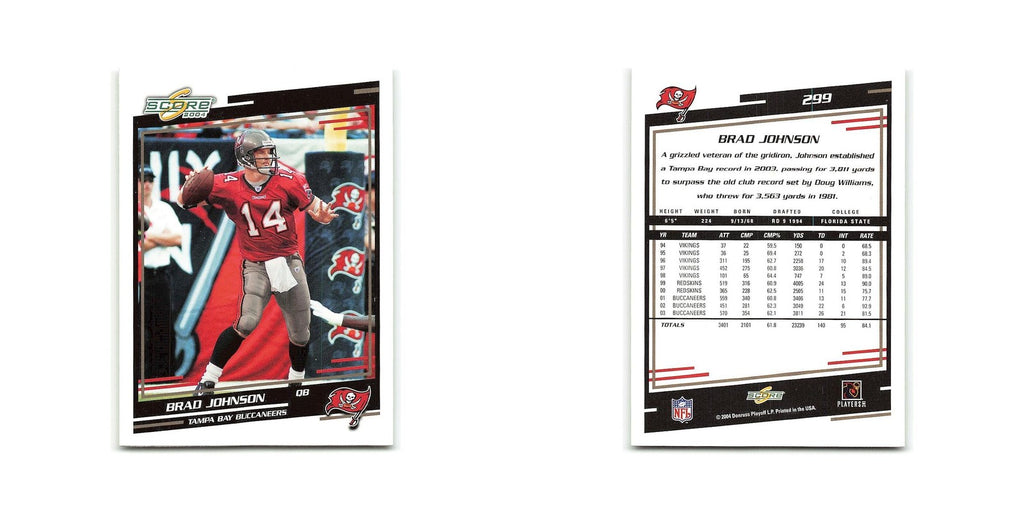 Brad Johnson 2004 Score #299 Tampa Bay Buccaneers Football Card NM