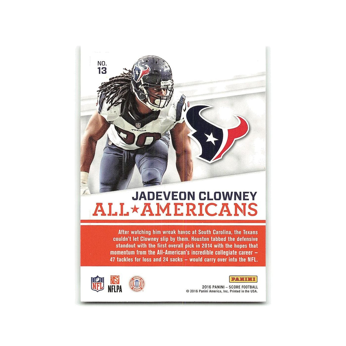 Jadeveon Clowney 2016 Score All-Americans Red #13 Houston Texans NM