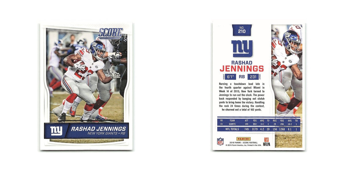 Rashad Jennings 2016 Score #210 New York Giants Football Card NM