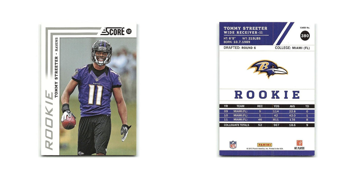 Tommy Streeter Rookie 2012 Score #380 Baltimore Ravens Football Card NM