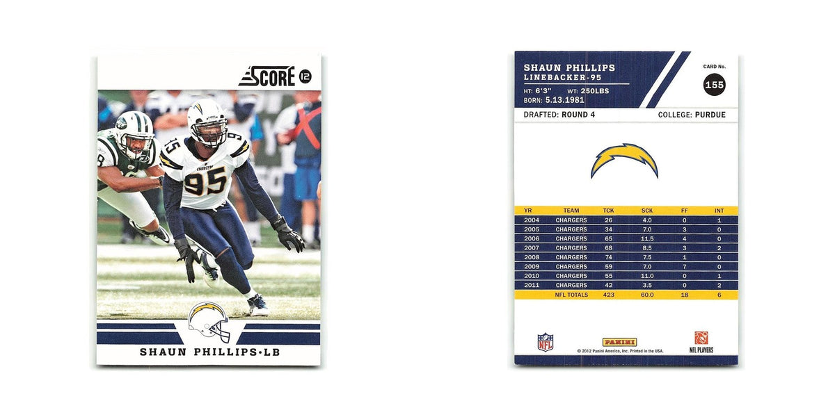 Shaun Phillips 2012 Score #155 San Diego Chargers Football Card NM