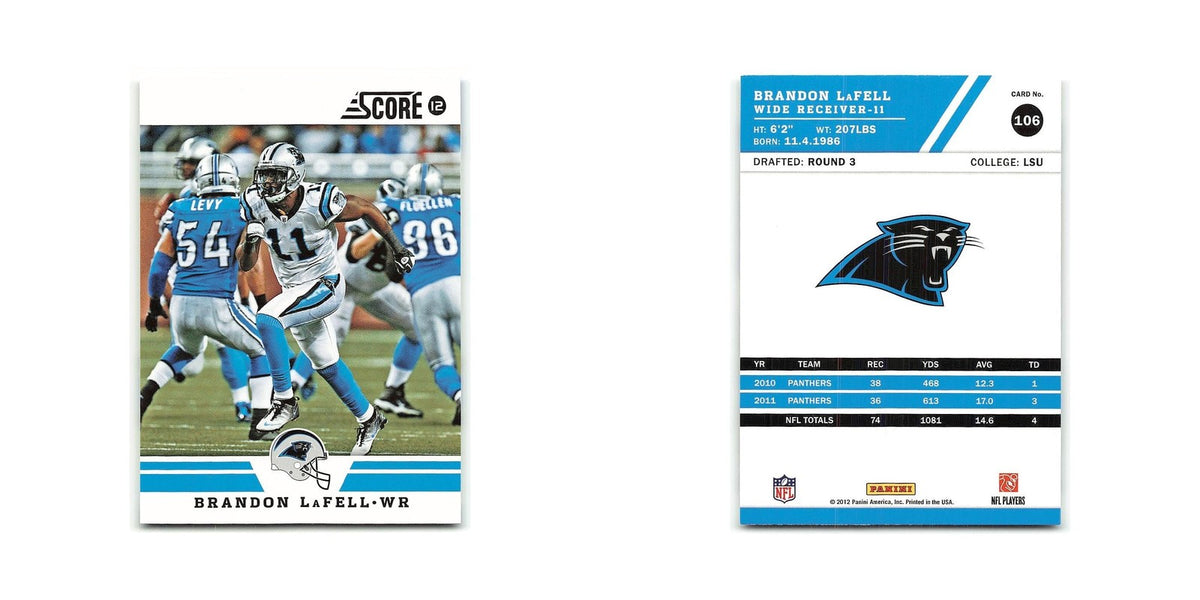 Brandon LaFell 2012 Score #106 Carolina Panthers Football Card NM