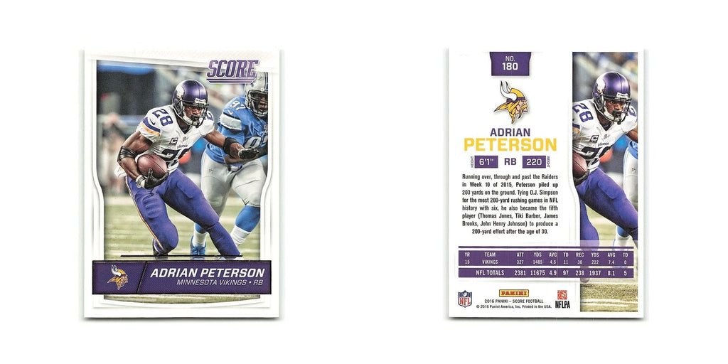 Adrian Peterson 2016 Score #180 Minnesota Vikings Football Card NM