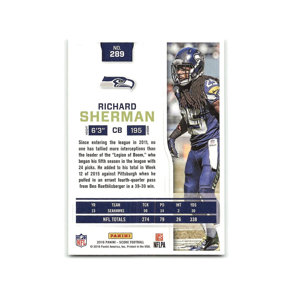 Richard Sherman 2016 Score #289 Seattle Seahawks Football Card NM