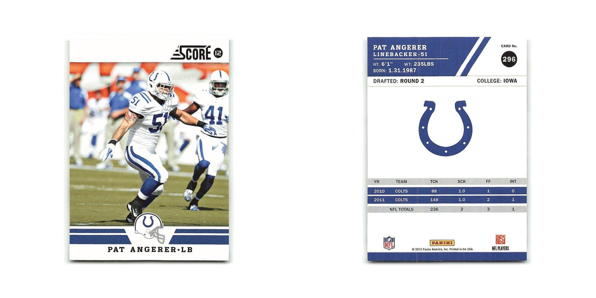 Pat Angerer 2012 Score #296 Indianapolis Colts Football Card NM