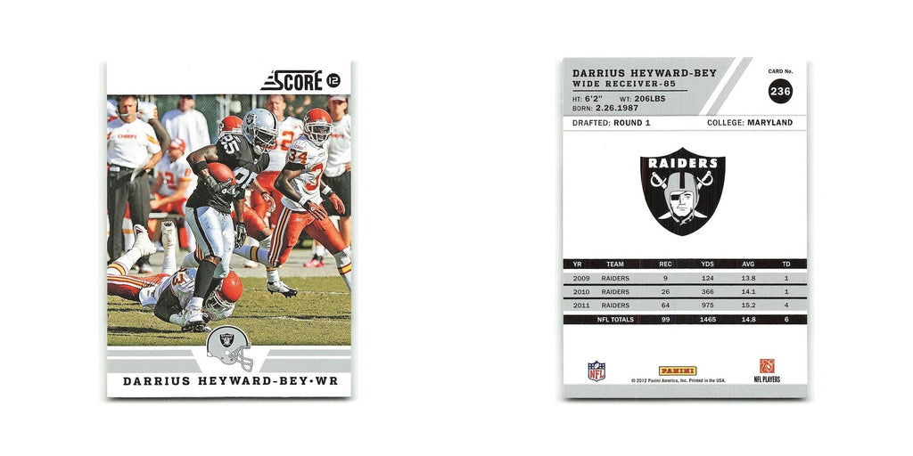 Darrius Heyward-Bey 2012 Score #236 Oakland Raiders Football Card NM