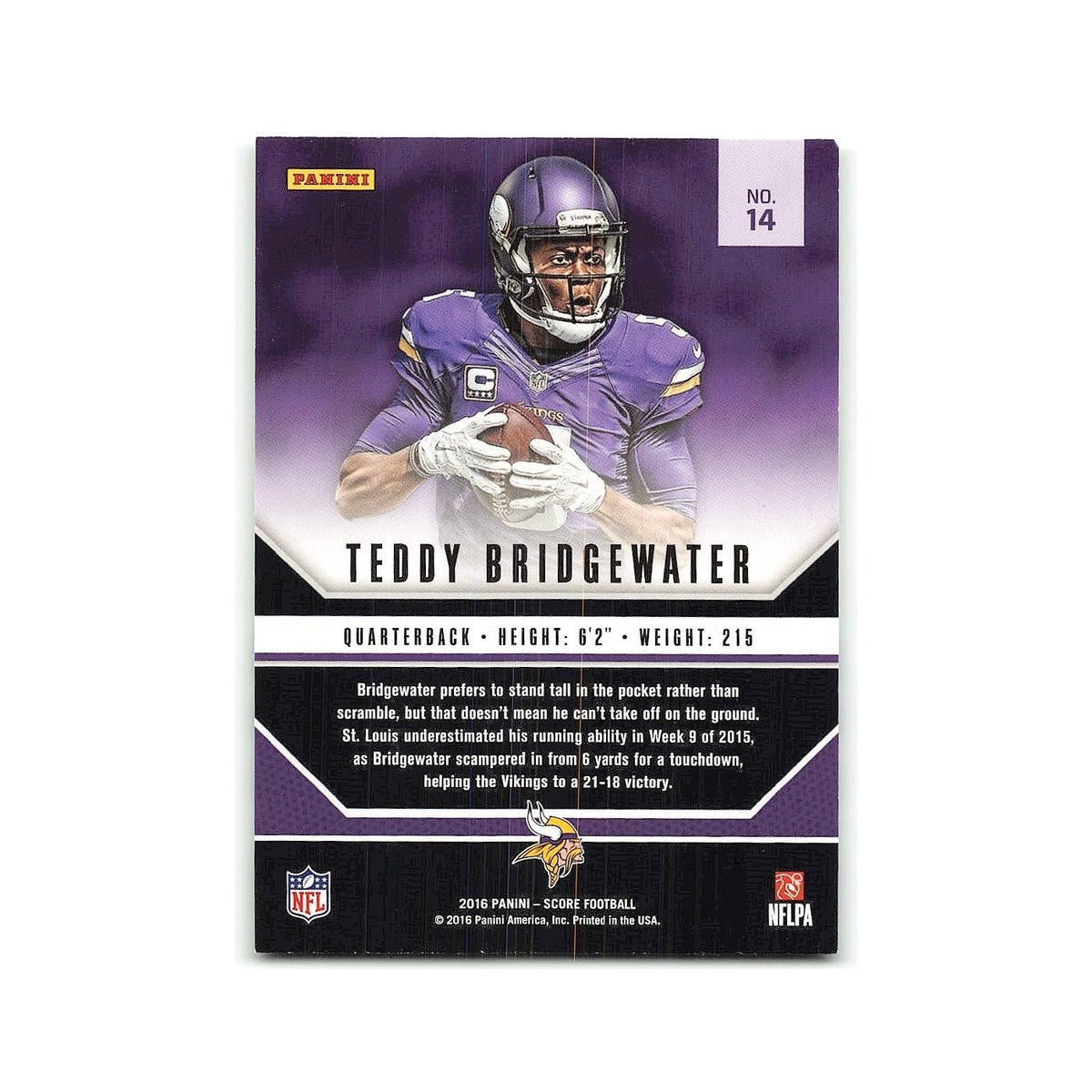 Teddy Bridgewater 2016 Score Signal Callers #14 Minnesota Vikings NM