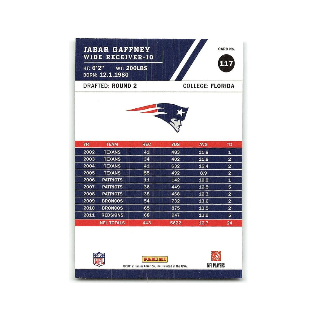 Jabar Gaffney 2012 Score #117 New England Patriots Football Card NM