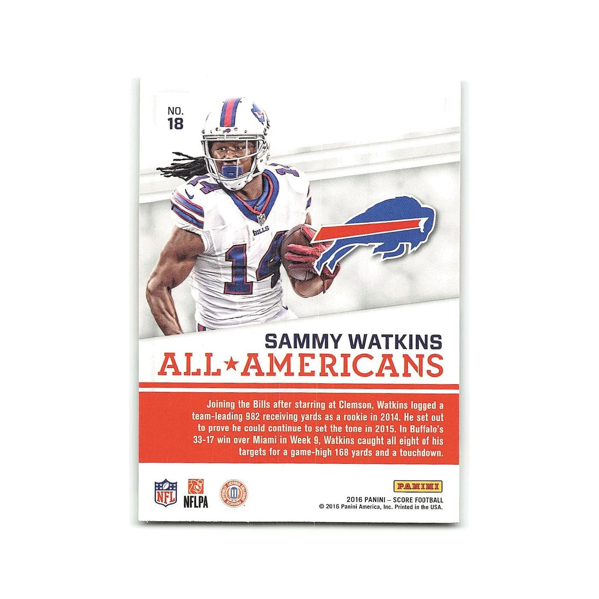 Sammy Watkins 2016 Score All-Americans Red #18 Buffalo Bills Football Card NM