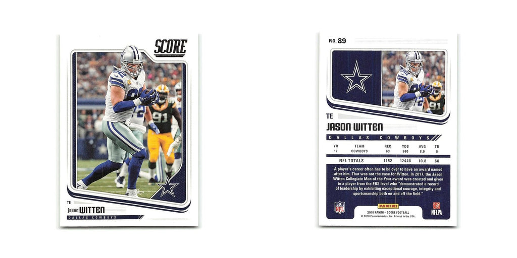 Jason Witten 2018 Score #89 Dallas Cowboys Football Card NM