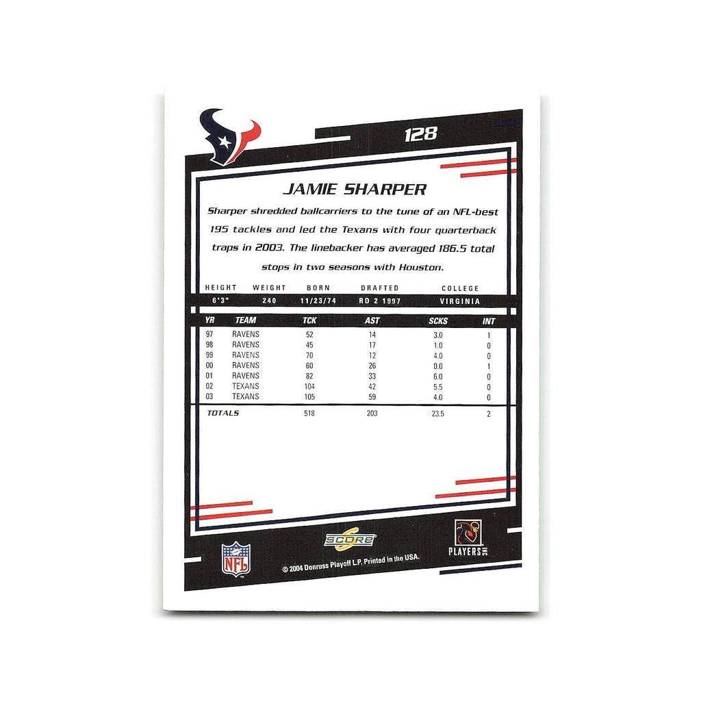 Jamie Sharper 2004 Score #128 Houston Texans Football Card NM