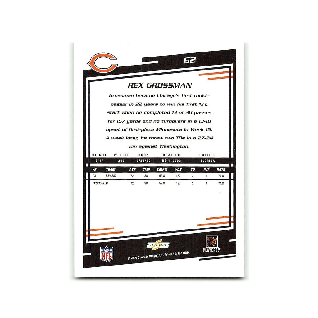 Rex Grossman 2004 Score #62 Chicago Bears Football Card NM