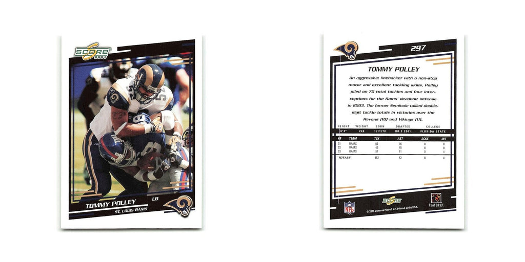 Tommy Polley 2004 Score #297 St. Louis Rams Football Card NM