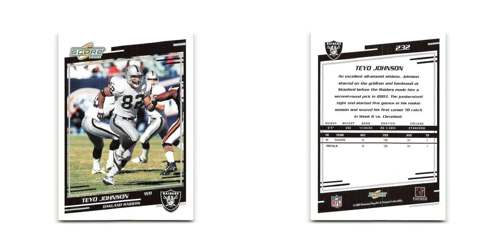 Teyo Johnson 2004 Score #232 Oakland Raiders Football Card NM