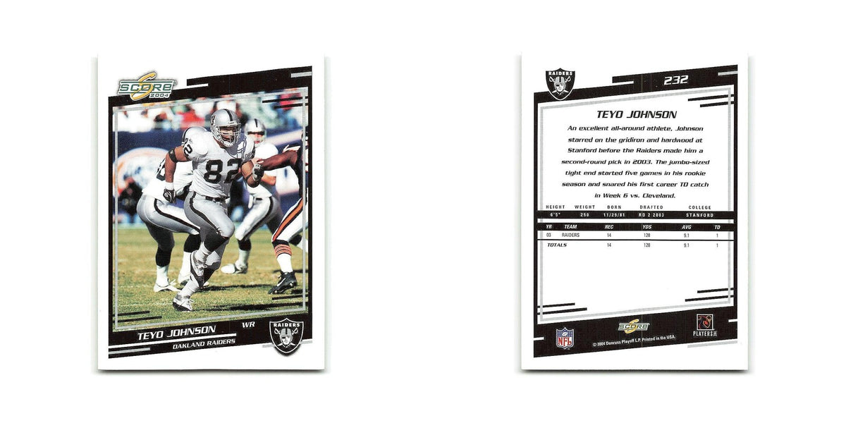 Teyo Johnson 2004 Score #232 Oakland Raiders Football Card NM