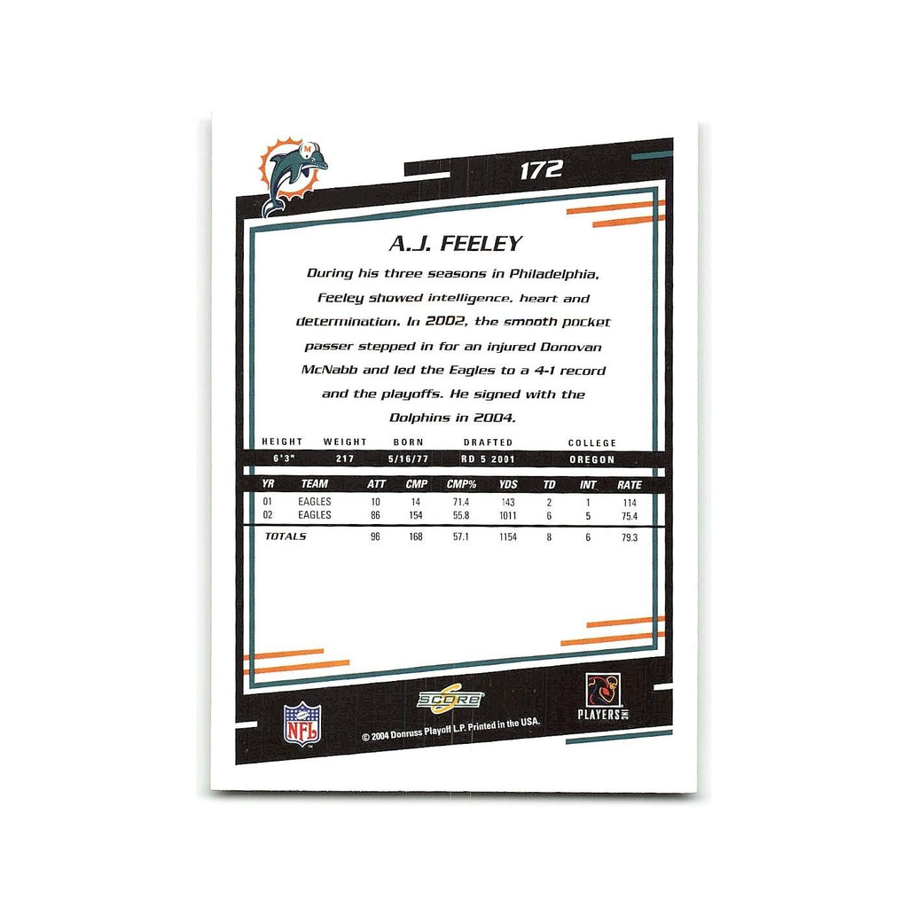 A.J. Feeley 2004 Score #172 Miami Dolphins Football Card NM