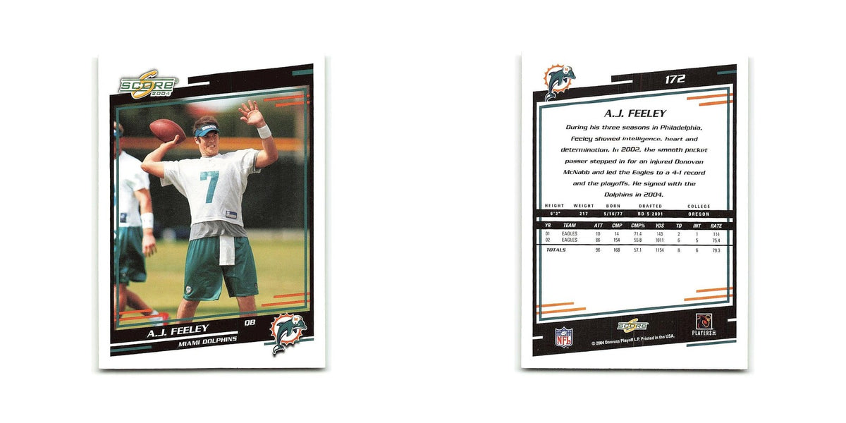A.J. Feeley 2004 Score #172 Miami Dolphins Football Card NM